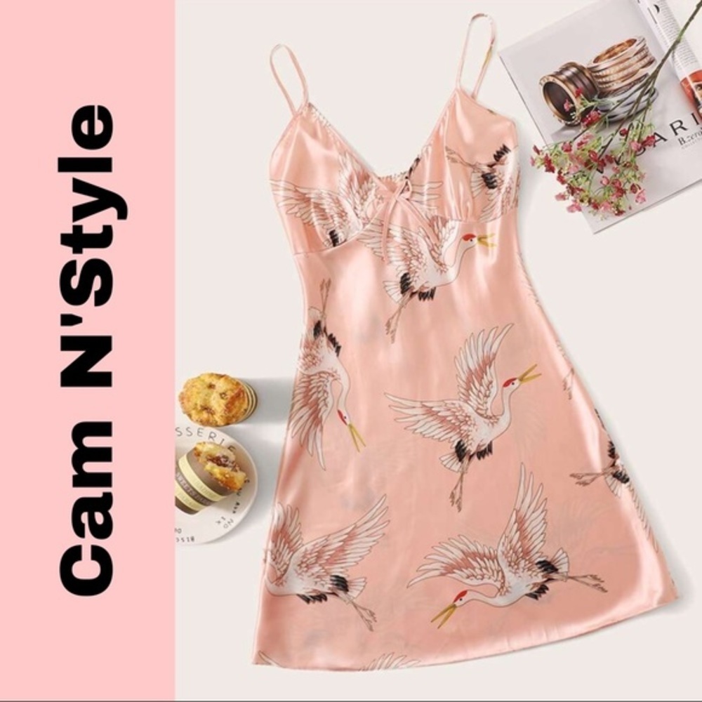 New Pink Satin Silk-Like Nightgown​